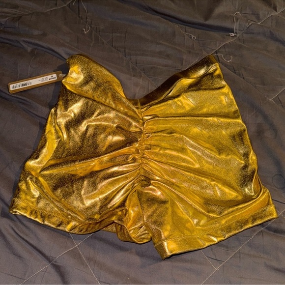 SKIMS SCRUNCHED GOLD SWIM SHORTS - Picture 4 of 4